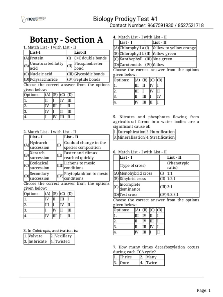 Biology Prodigy Test Overview | PDF | Meiosis | Biology