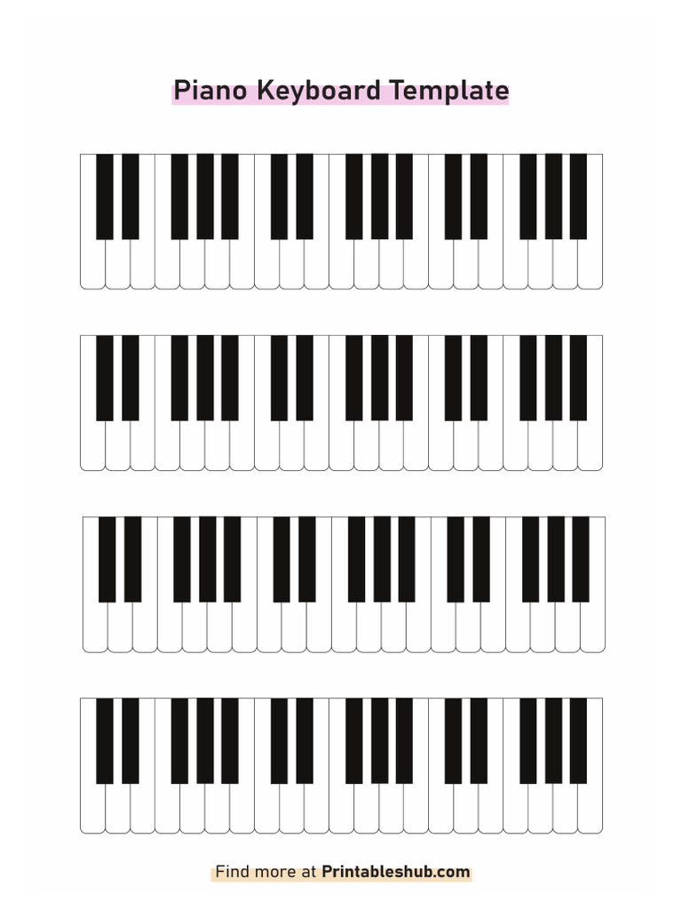 Blank Piano keyboard templates PDF