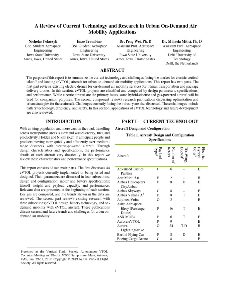 Urban On-Demand Air Mobility Review | PDF | Aircraft | Rotorcraft