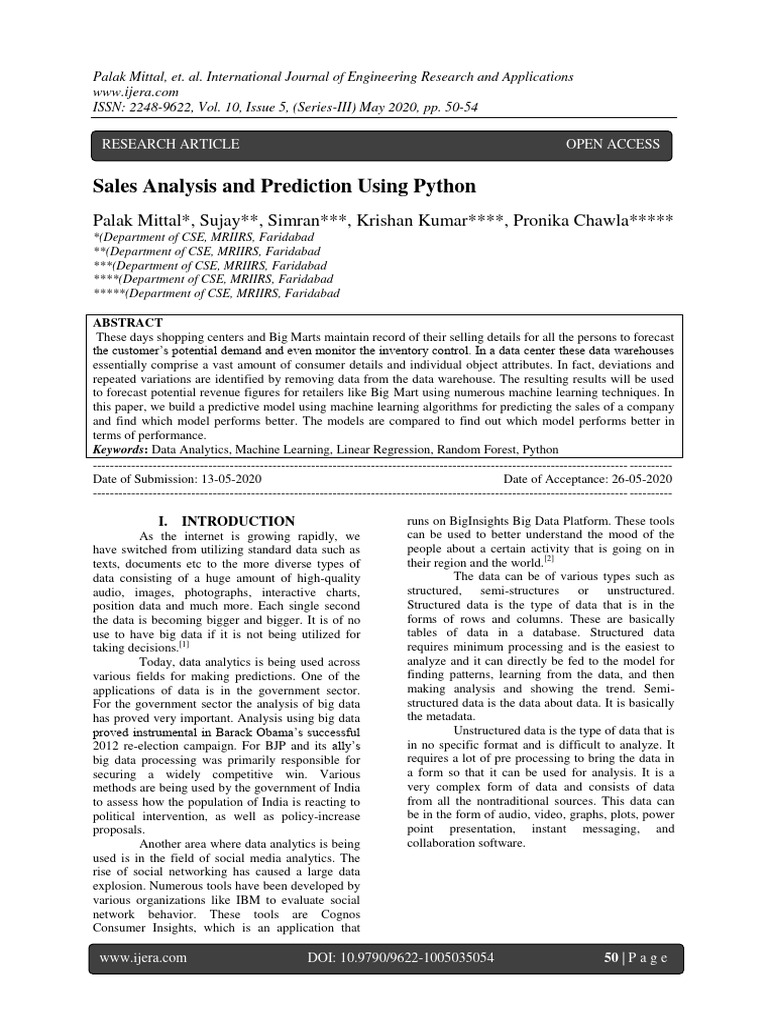 Sales Analysis and Prediction Using Pyth | Download Free PDF | Python ...
