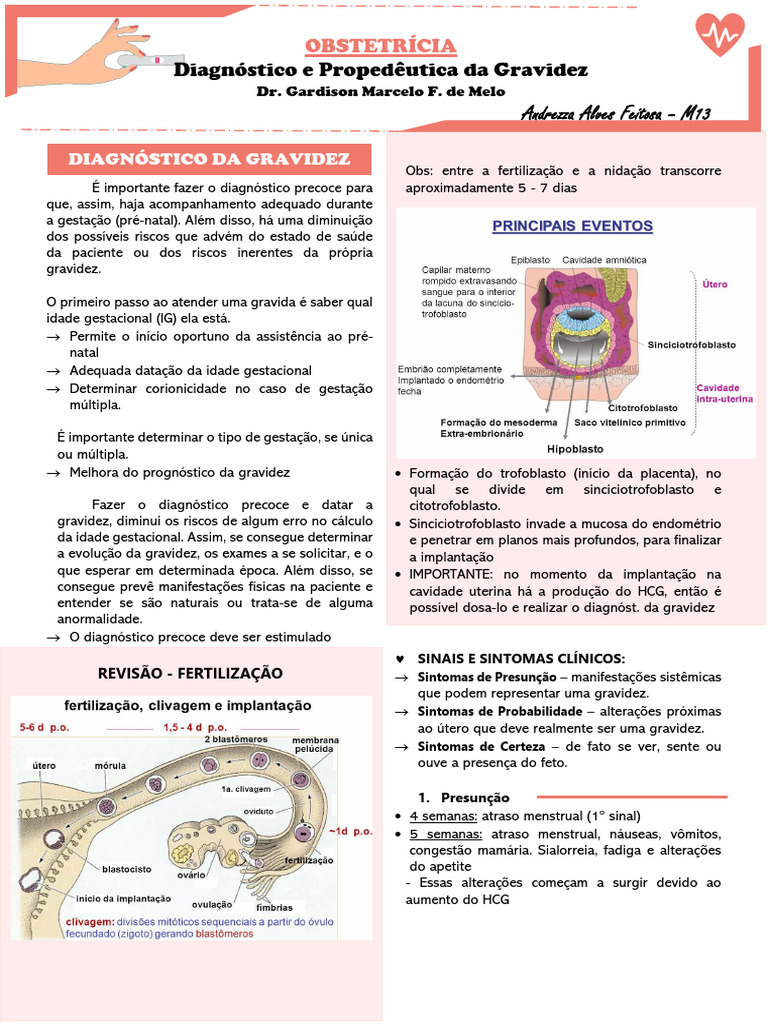 Diagnóstico Precoce na Gestação | PDF | Gravidez | Gonadotrofina ...