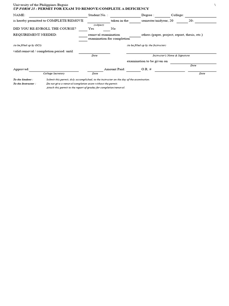 UP Form 25: Removal/Completion Permit | PDF