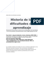 Análisis Histórico de Las Dificultades de Aprendizaje