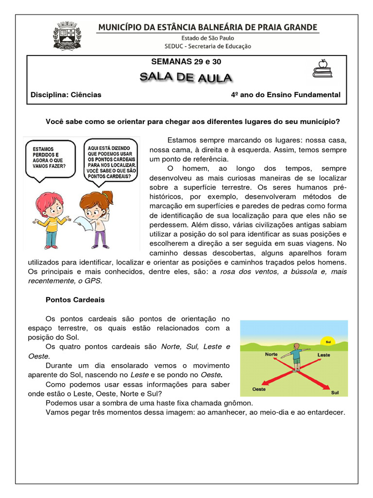 4 ano ci ncias v02 semanas 29 e 30 pdf sol science