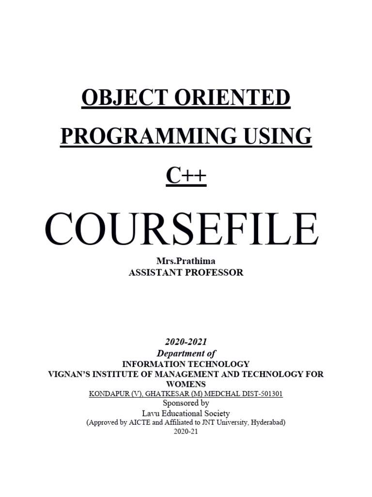 C++ Object-Oriented Programming Course | PDF | C++ | Class (Computer ...