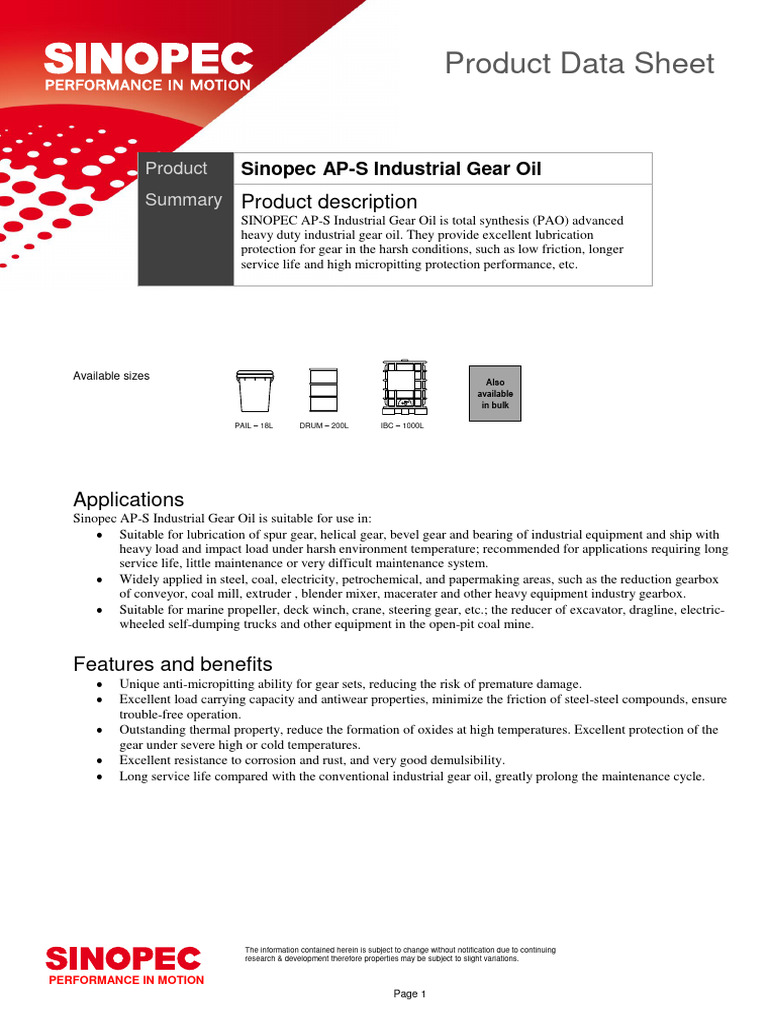 AP-S Industrial Gear Oil | PDF | Gear | Lubricant