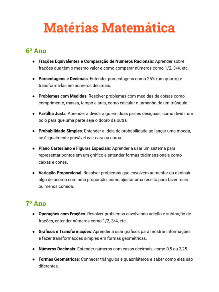 Conteúdos de Matemática do 6 ao 9 Ano | PDF | Geometria | Equações
