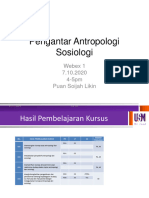 Pengantar Antropologi Sosiologi: Webex 1 7.10.2020 4-5pm Puan Soijah Likin