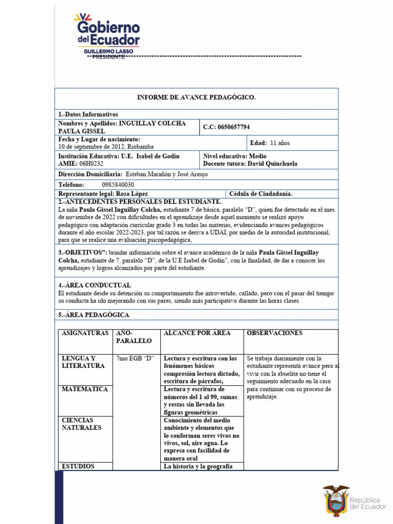 modelo-de-informe-avance-academico-pdf-aprendizaje-modificaci-n