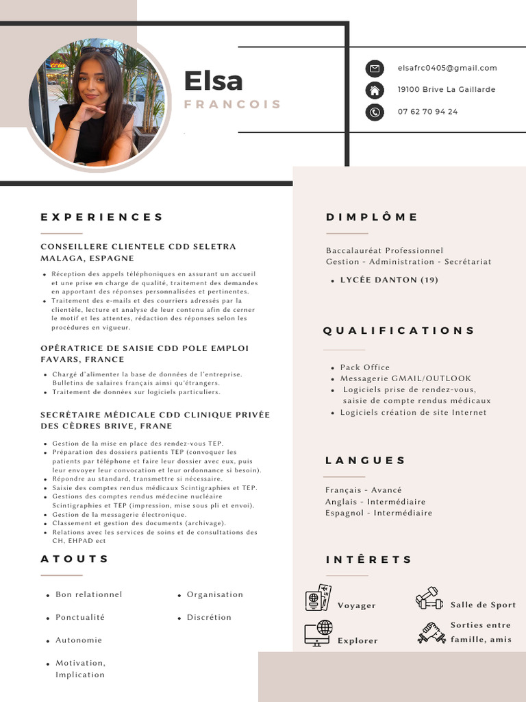 CV d'Elsa François - Brive La Gaillarde | PDF | Secrétaire