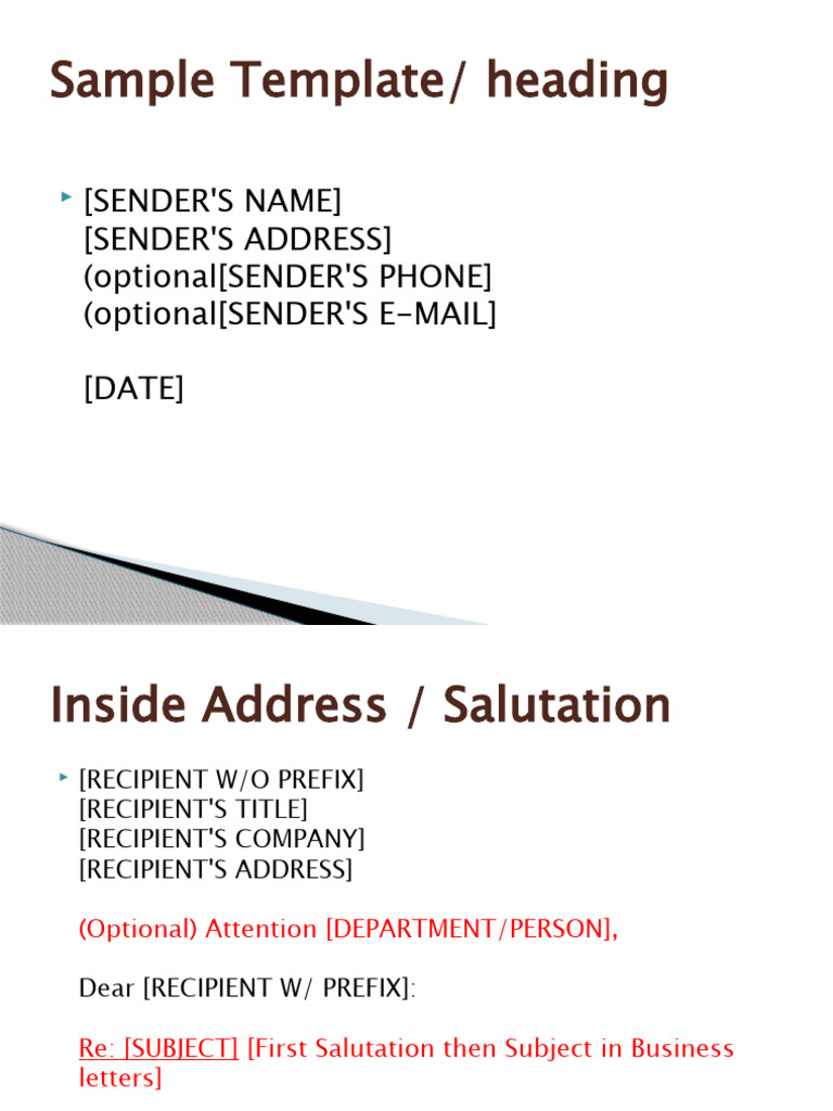 Parts of A Business Letter | PDF | Text | Written Communication