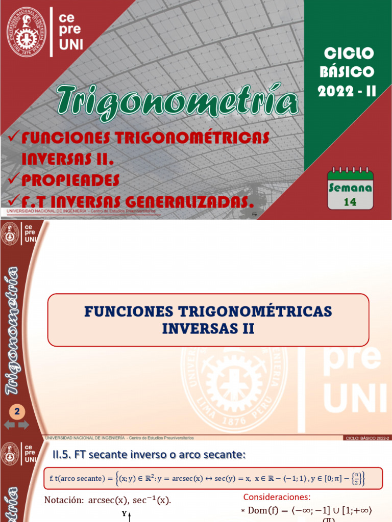 Funciones Inversas: Secante Inversa | PDF | Funciones trigonométricas ...