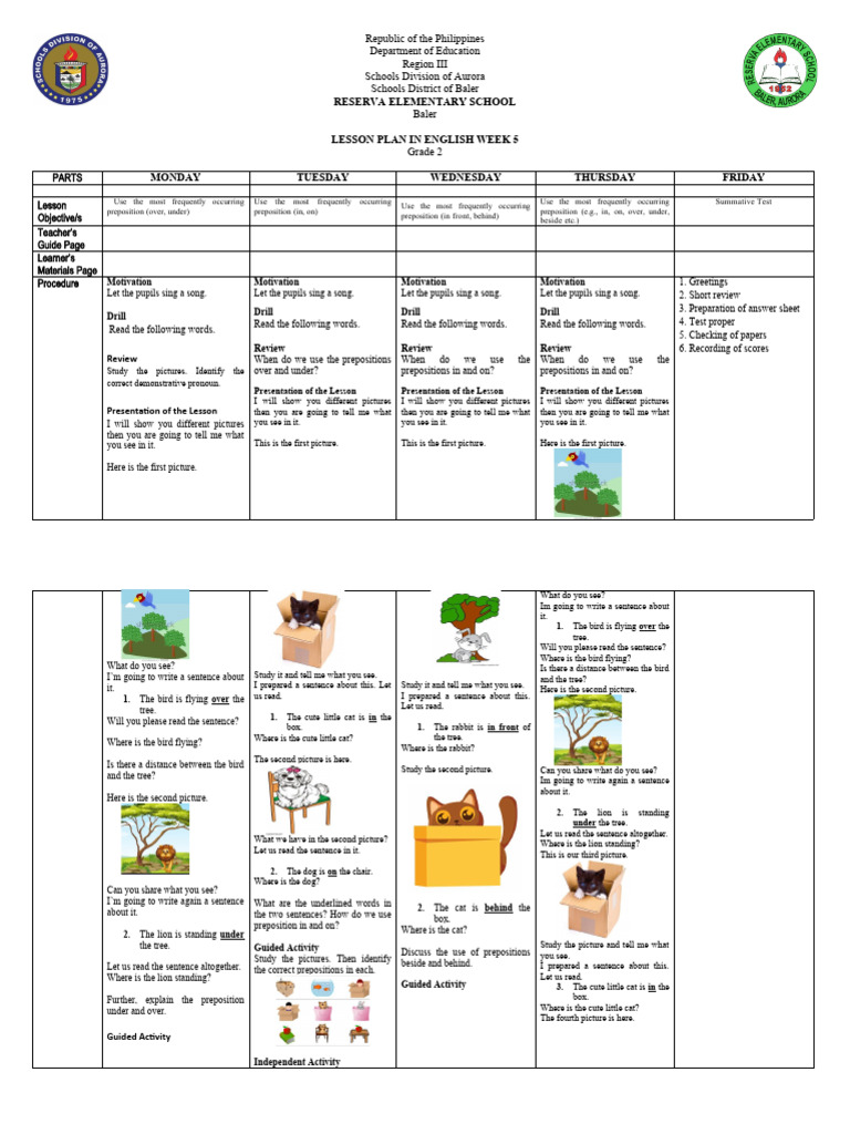 GRADE 2 LESSON PLAN Q4 W5 | PDF | Lesson Plan | Syntax