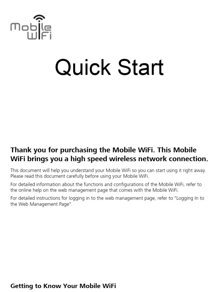 Huawei Mobile WiFi Setup Guide | PDF | Wi Fi | Mobile Device
