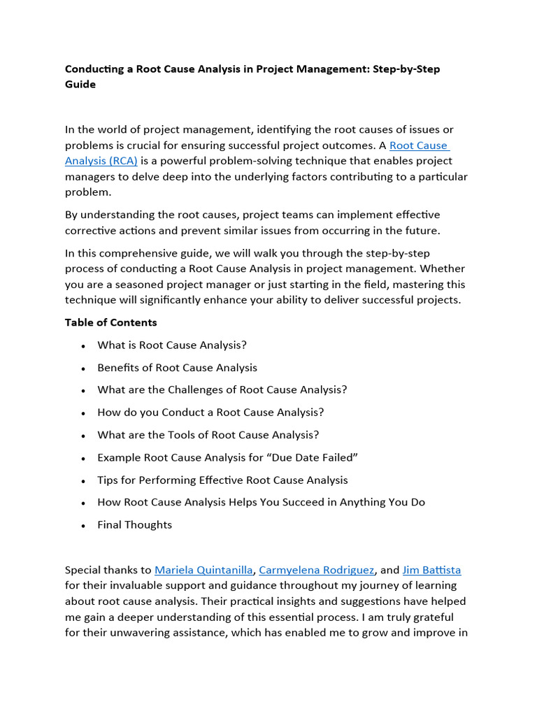 Root Cause Analysis in Project Management | PDF | Data Analysis | Risk
