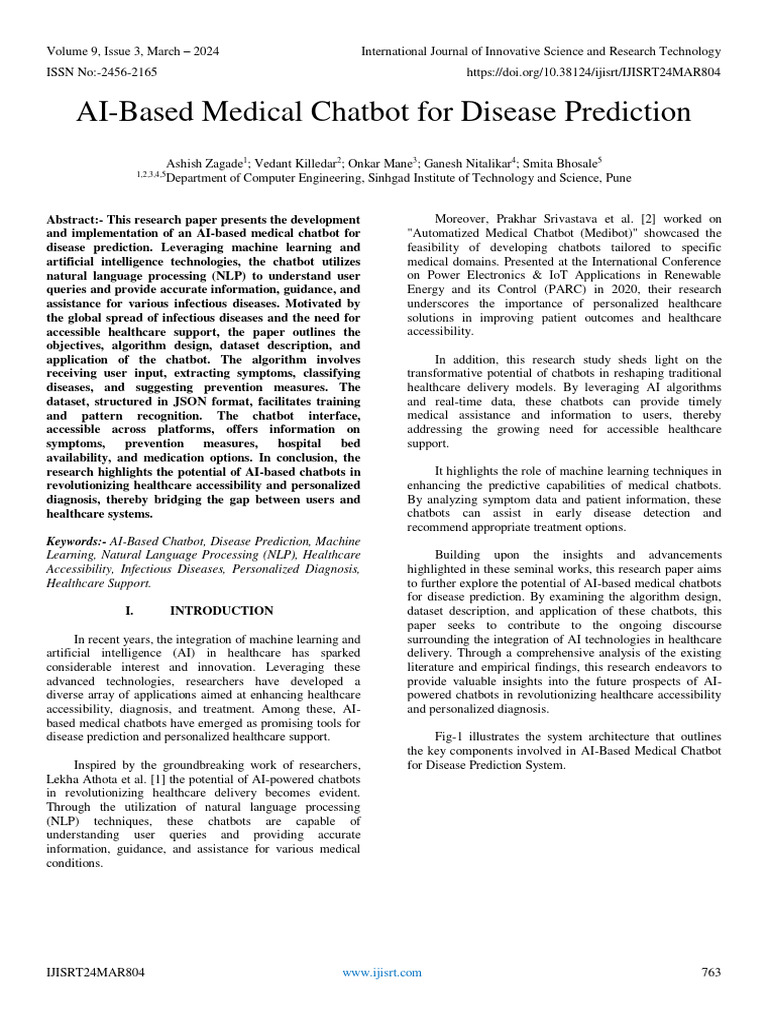Ai Based Medical Chatbot For Disease Prediction Download Free Pdf