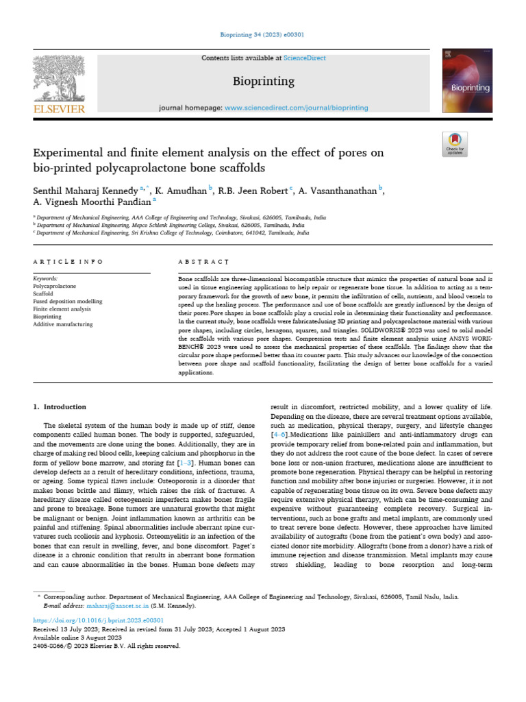 Experimental and Finite Element Analysis On The Effect of Pores On ...