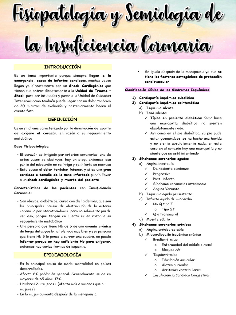 Insuficiencia Coronaria: Causas y Síntomas | PDF | Infarto de miocardio ...