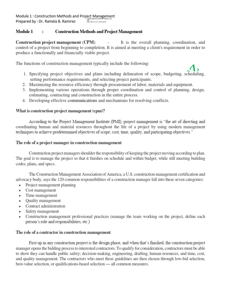 Construction Project Management Overview | PDF | Project Management | Truss