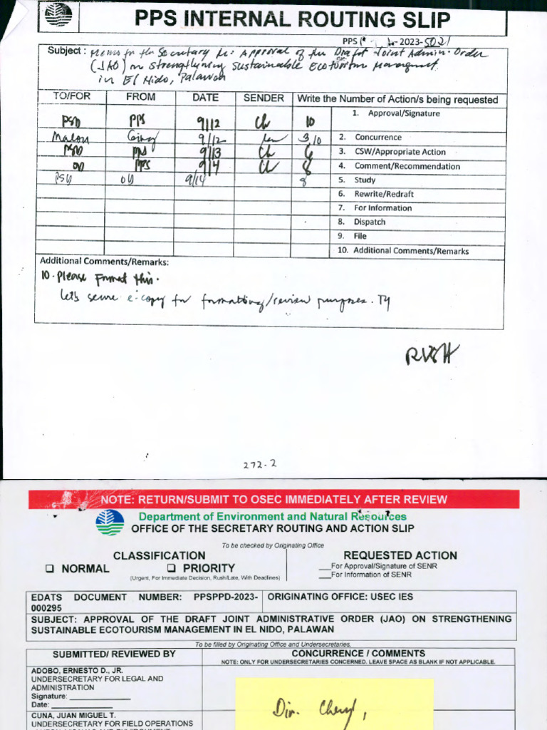 Memo For Sec Approval of Draft JAO On Strengthening Ecotourism MGNT El ...
