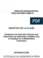 Clase 2 RELACIONES DE EQUIVALENCIA PARA INTERÉS SIMPLE