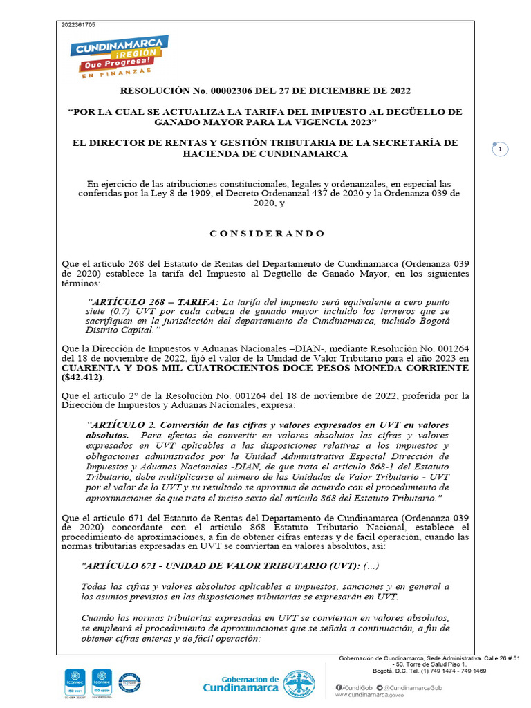 RESOLUCIÓN+No +00002306+DEL+27+DE+DICIEMBRE+DE+2022+-+DEGÜELLO | PDF ...