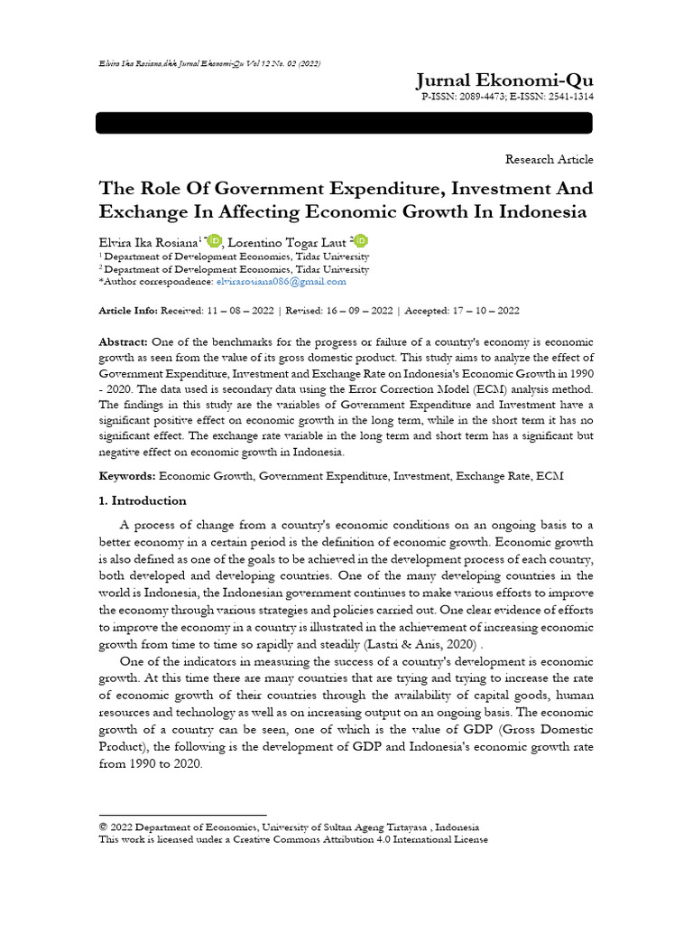 The Role of Government Expenditure Investment and | PDF | Consumption ...