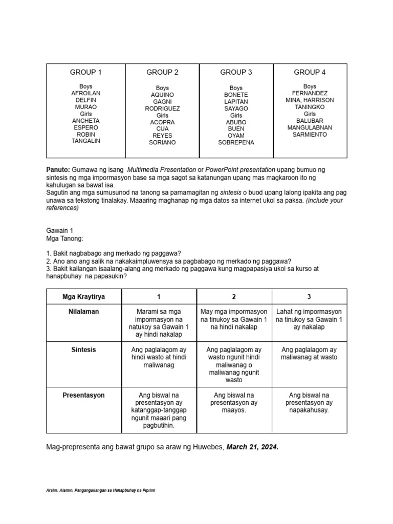 Esp 9 Group Activity | PDF