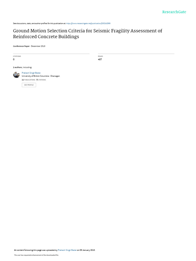 Seismic Fragility Criteria for RC Buildings | PDF | Strength Of ...