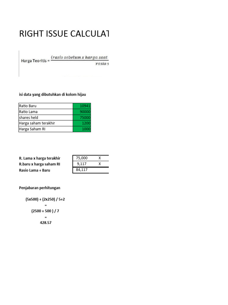 Kalkulator Right Issue | PDF