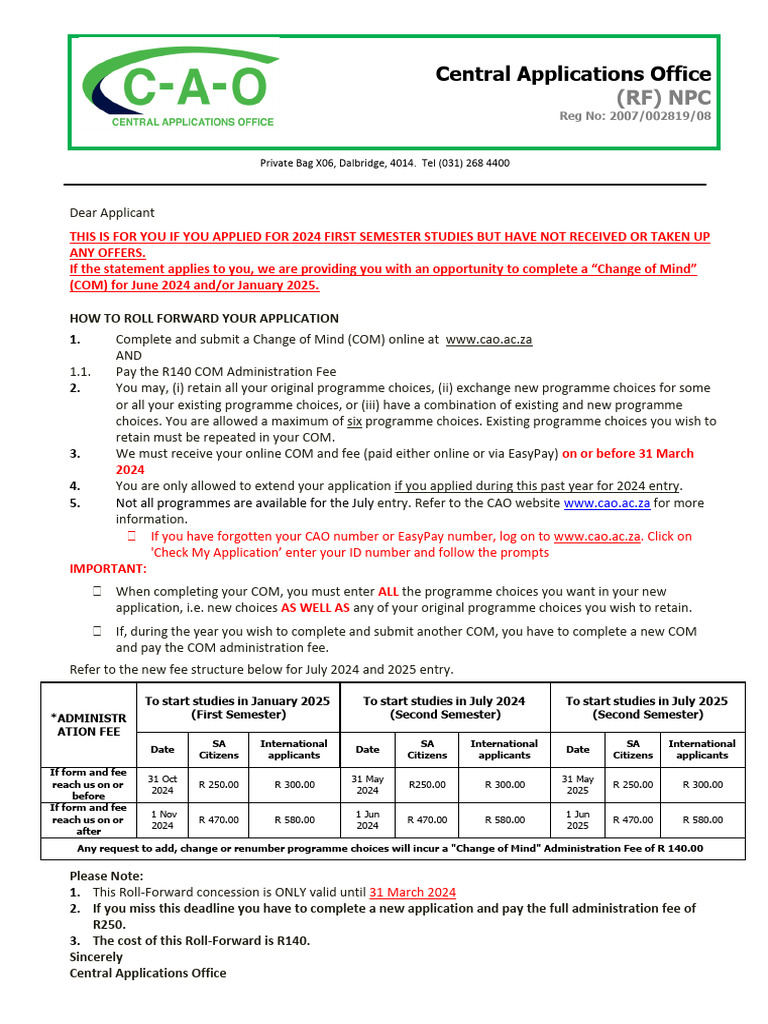 Roll Forward Message - 2025 Entry | PDF