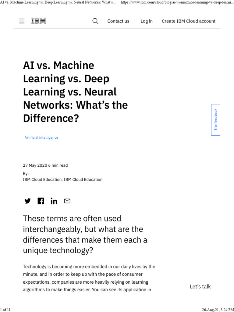 AI vs. ML: Key Differences Explained | PDF | Artificial Neural Network ...