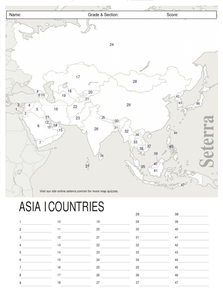Asia Countries Quiz PDF | PDF | Quiz Games