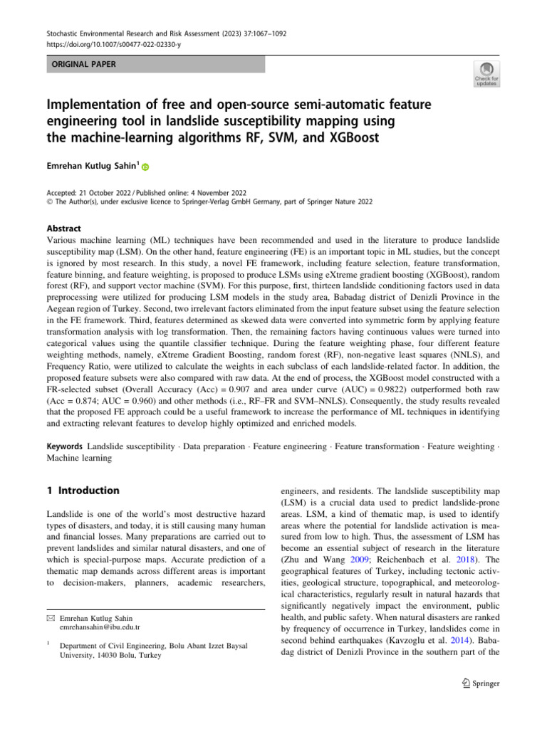 Feature Engineering for Landslide Mapping | PDF | Support Vector ...