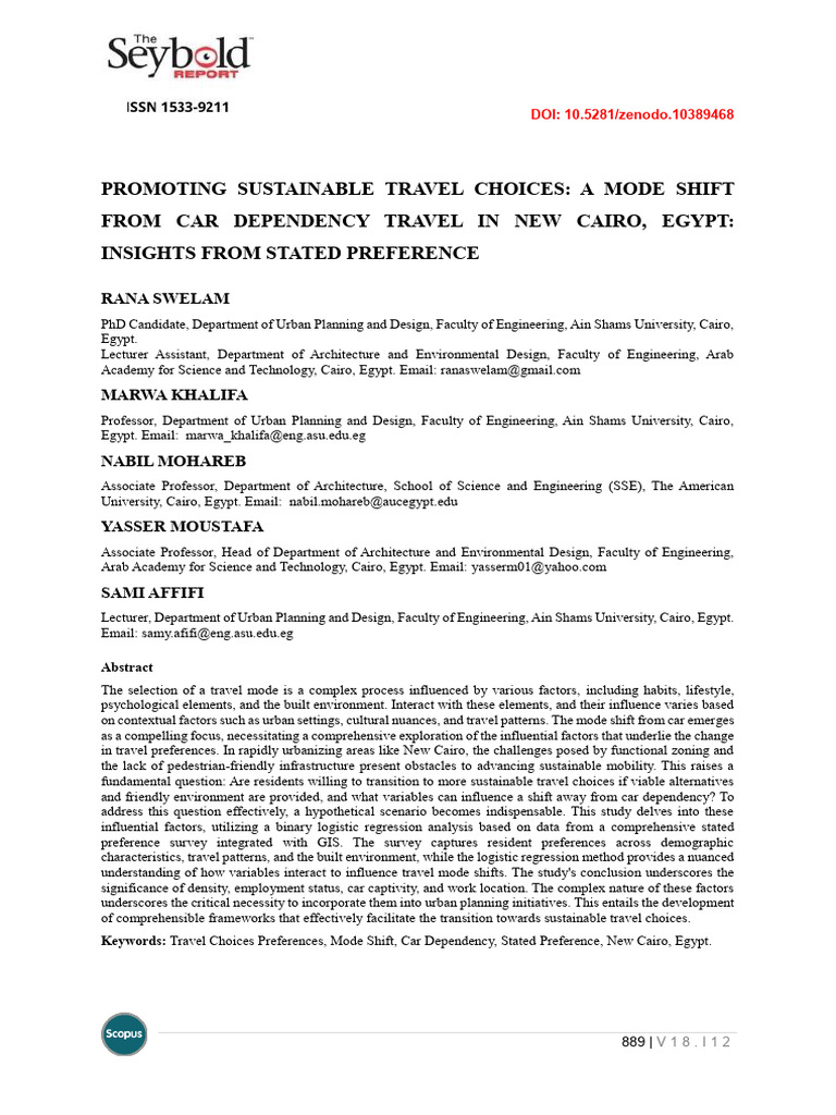 Promoting sustainable travel choices a mode shift from car dependency