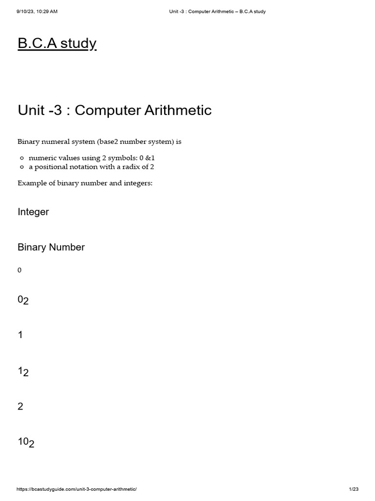 Data Stucture Unit - 3 - Computer Arithmetic - B.C.A Study | PDF ...