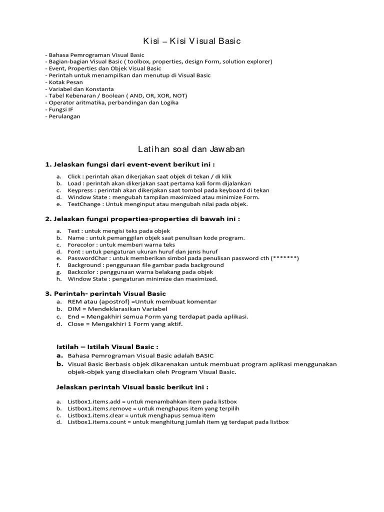 Panduan Lengkap Visual Basic Pemrograman | PDF