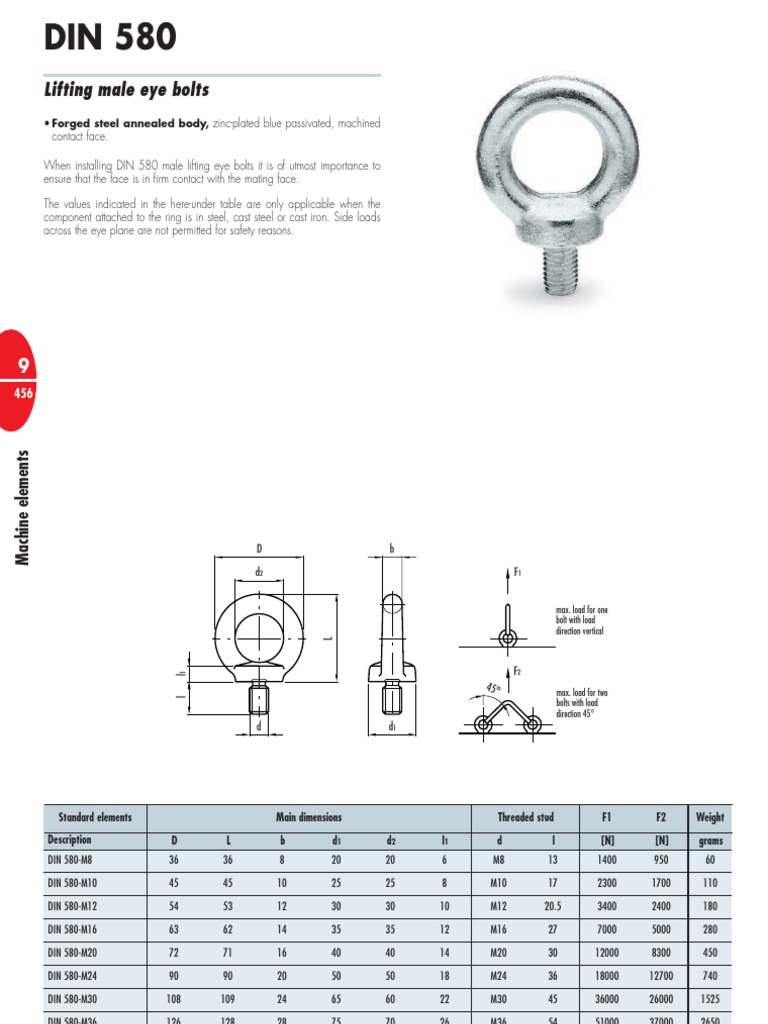 DIN 580 Male Lifting Eye Bolts Guide | PDF