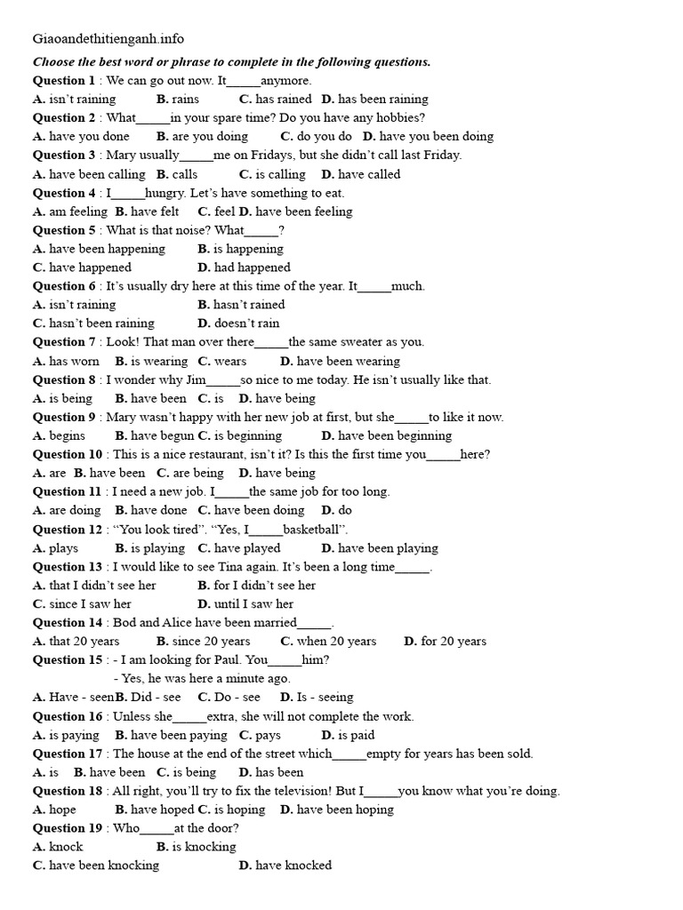 English Grammar Completion Exercises | PDF