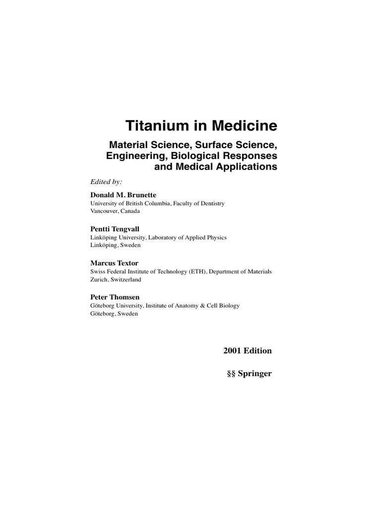 Titanium in Medicine PDF Titanium Corrosion