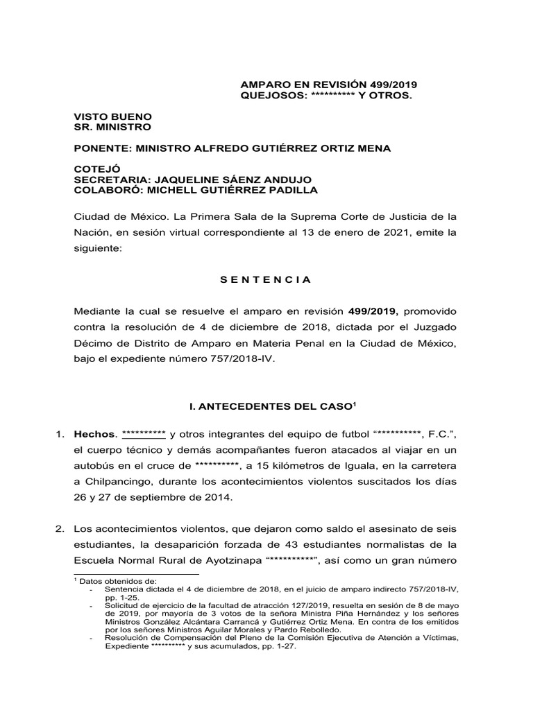 Amparo en Revisión 499/2019: Caso Iguala | PDF | Caso de ley