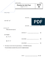 Jubilee (Inter) - 9 - Indices and Standard Form, Time, Algebraic Respresentation and Manipulation, Algebraic Indices - PS 1 (Monthly Test)