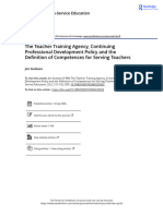 The Teacher Training Agency Continuing Professional Development Policy and The Definition of Competences For Serving Teachers