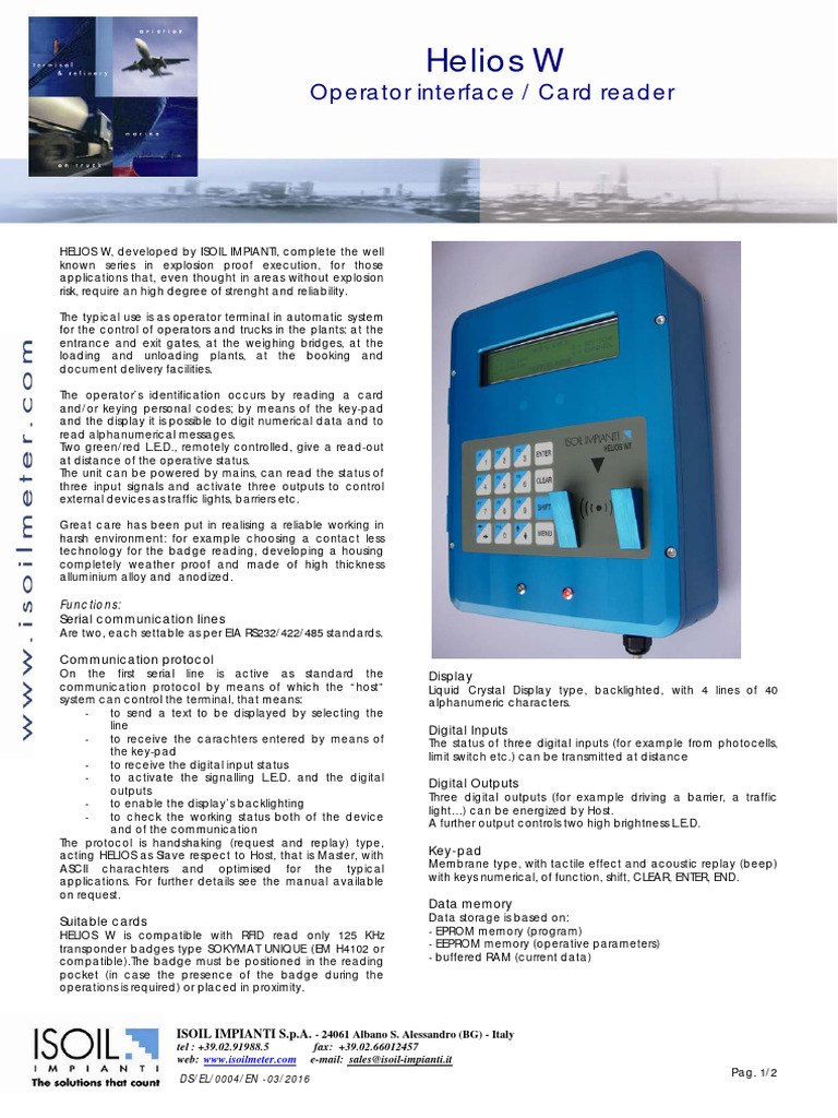 Helios W Operator Terminal Overview | PDF | Information And ...