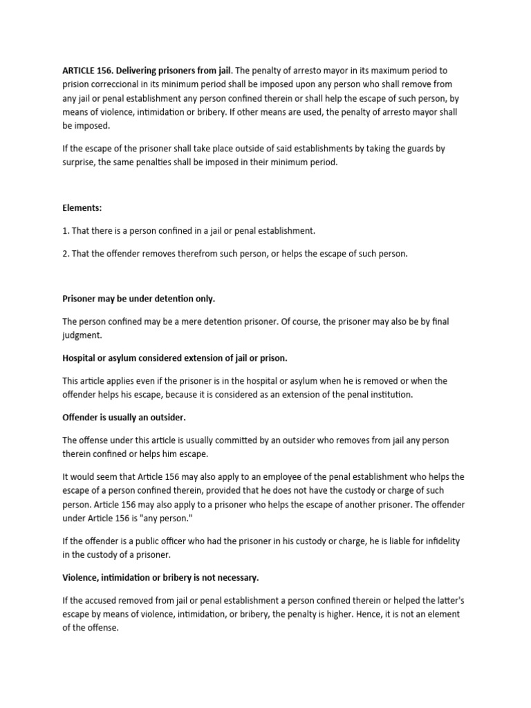 ARTICLE 156. - Edan | PDF | Prison | Common Law