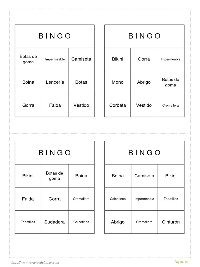 Bingo de Ropa: Instrucciones y Elementos | PDF
