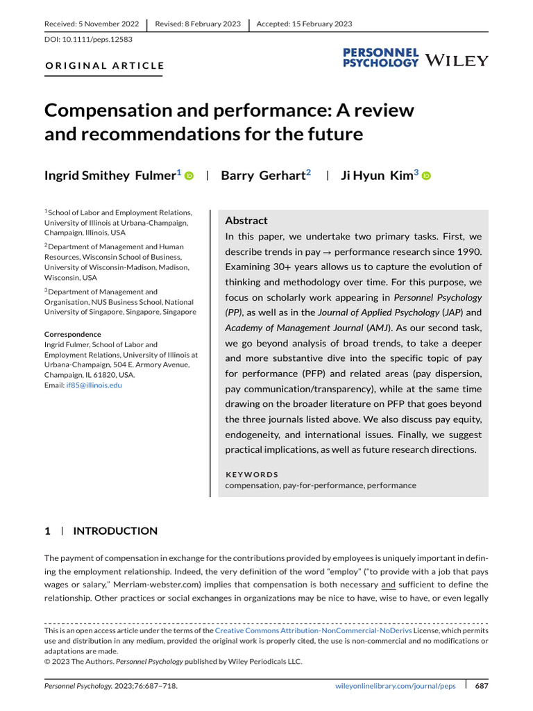 Compensation and Performance A Review and Recommen | PDF | Employment ...