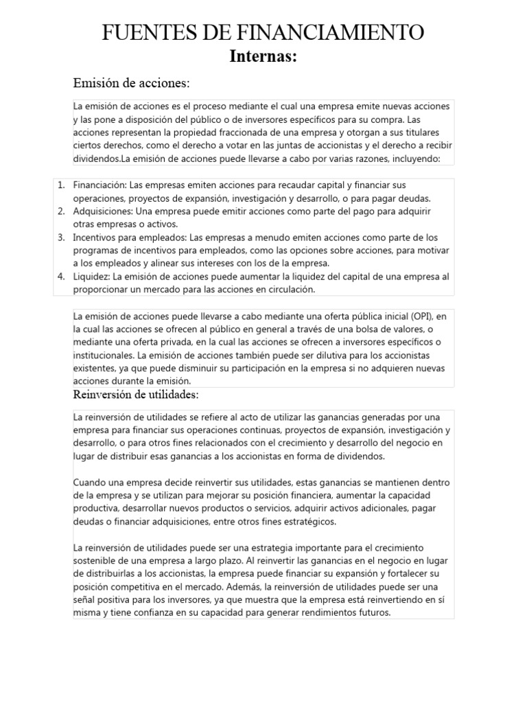 Fuentes de Financiamiento Empresarial | PDF | Compartir (Finanzas ...