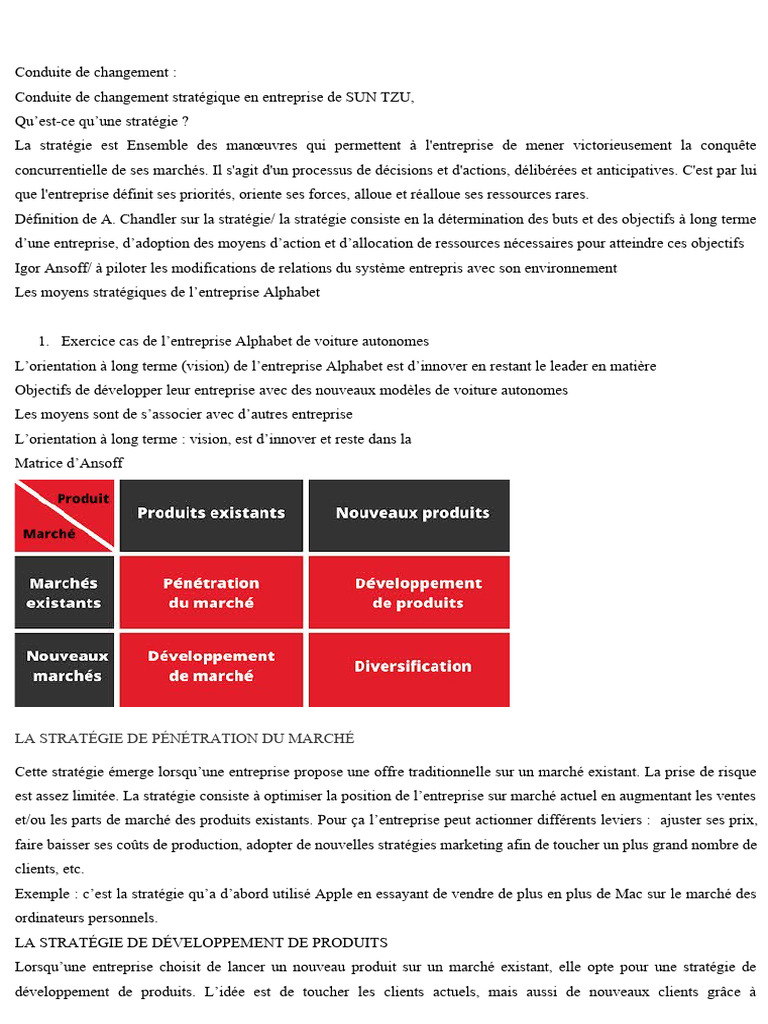 Stratégies de Croissance en Entreprise | PDF | Gestion stratégique ...