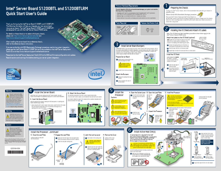 Manual Intel S1200btl Server Motherboard S1200BTLR